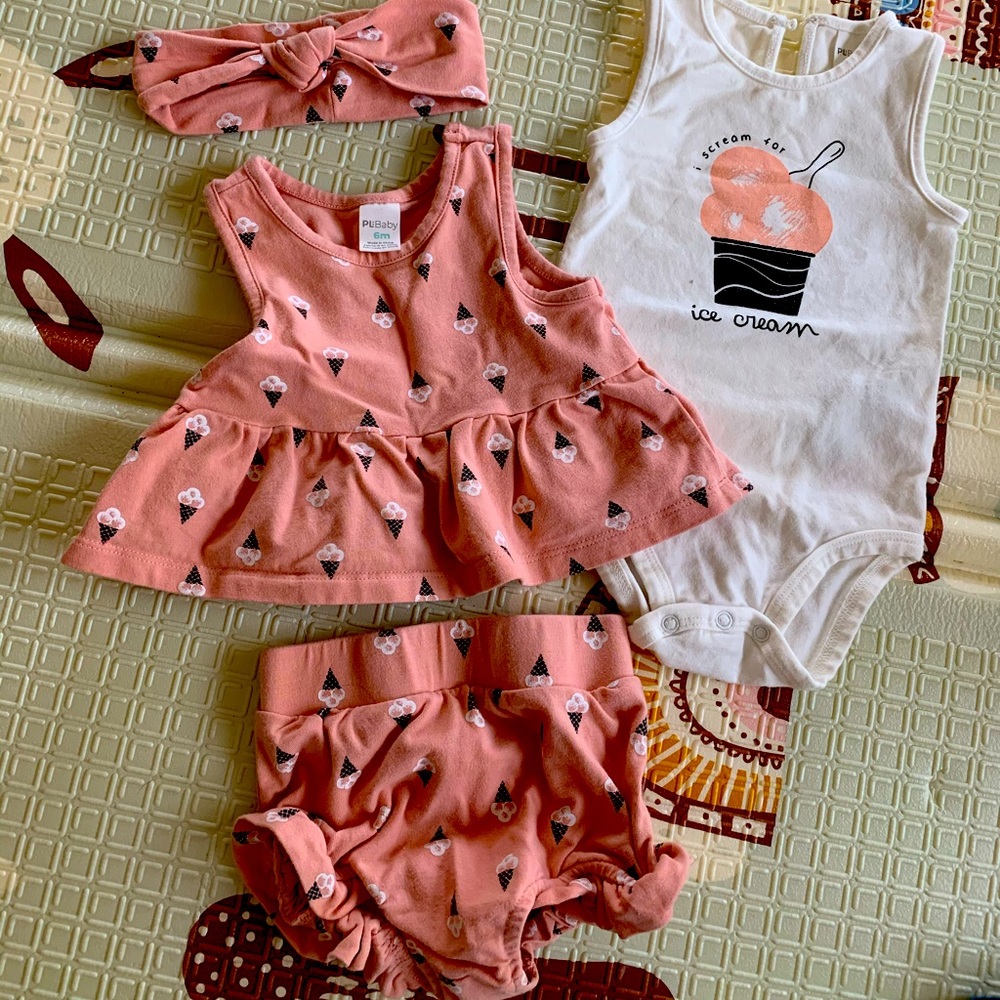 Baby girl ice cream pink outfit